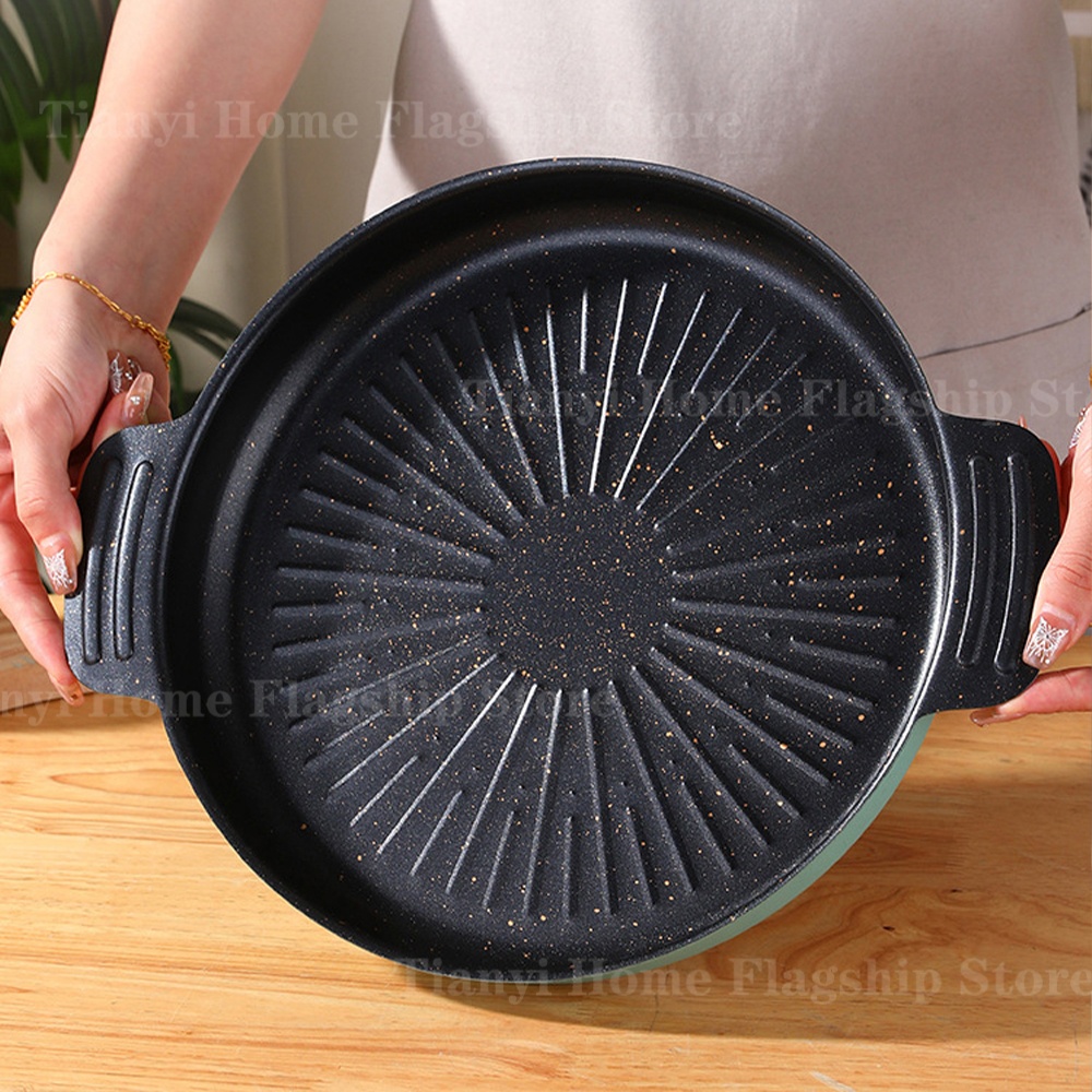 Outdoor Camping Kitchen - Grill Pan Round Non-Stick Barbecue Plate