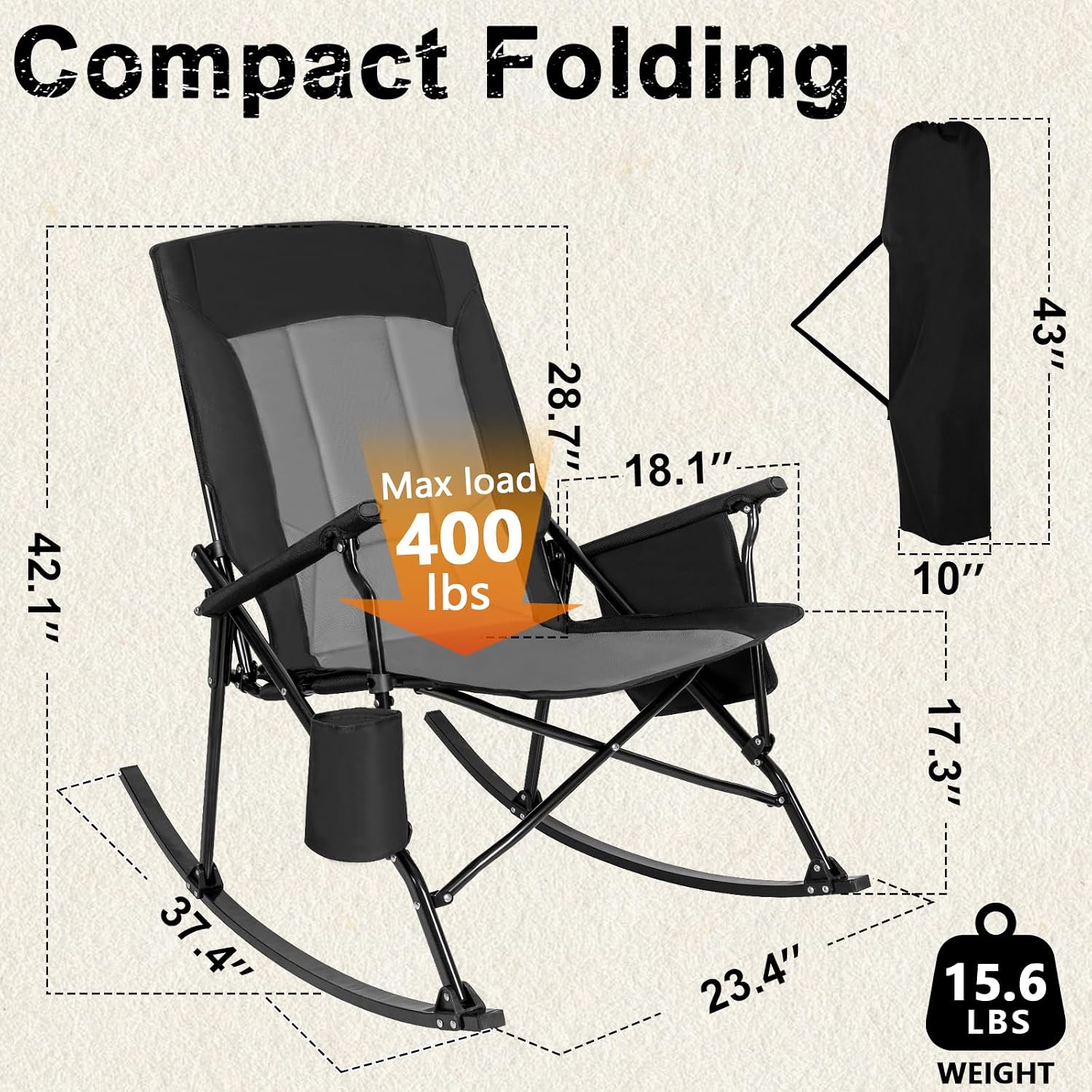 High Back Portable Rocking Cha - огляд і ціна Outdoor Camping Rocker