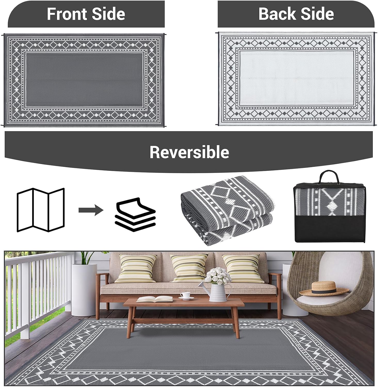 9x18 Waterproof Reversible Out - огляд і ціна Outdoor Camping Rugs 9X18